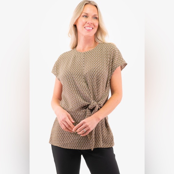 Michael Kors All Over Logo Print Front Tie Tunic Top Casual Plus Size 2X - Picture 10 of 10